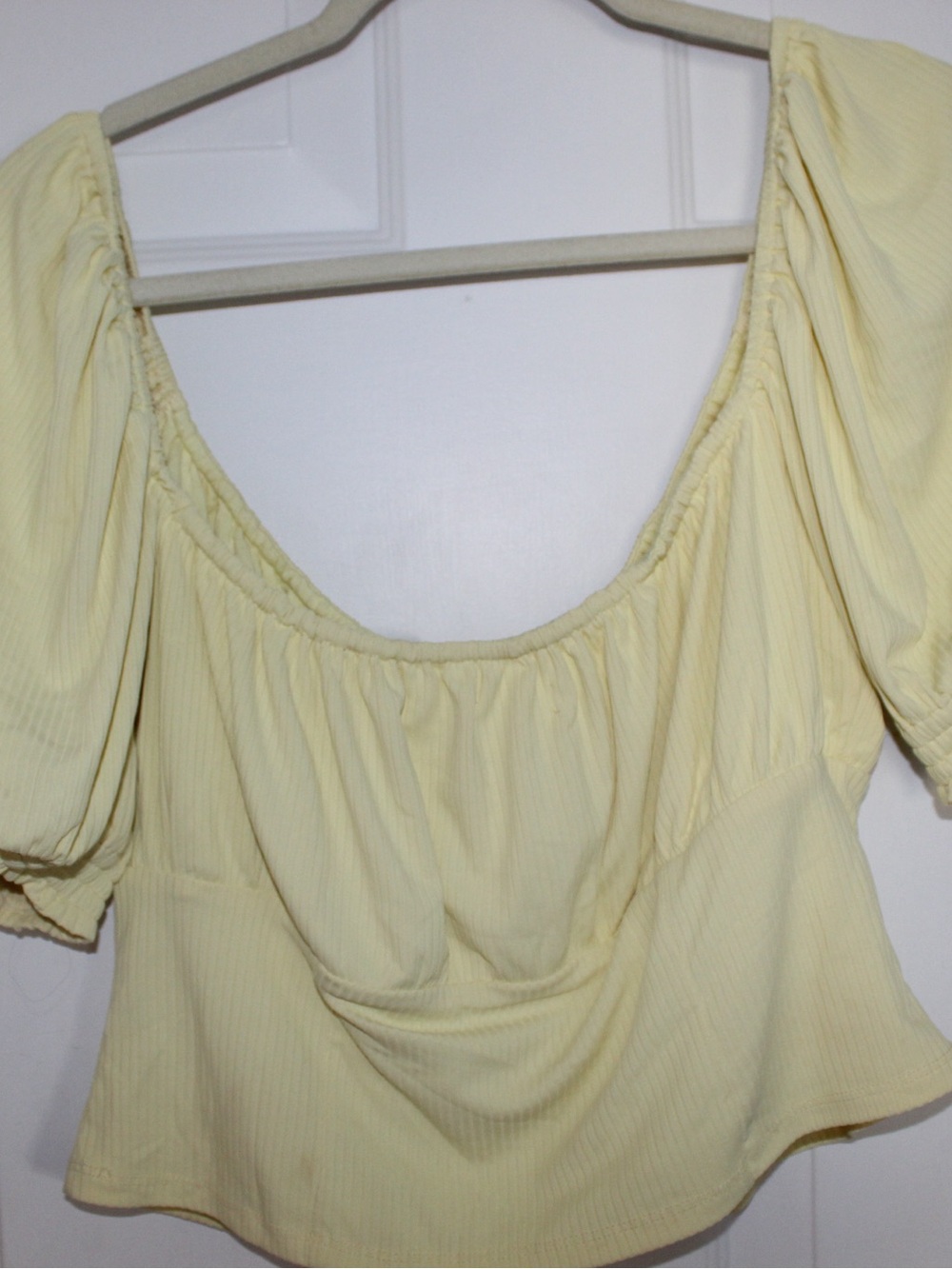 Lovers + Friends Pale Yellow Puff-Sleeve Tie-Front Peasant Top - Picture 7 of 9